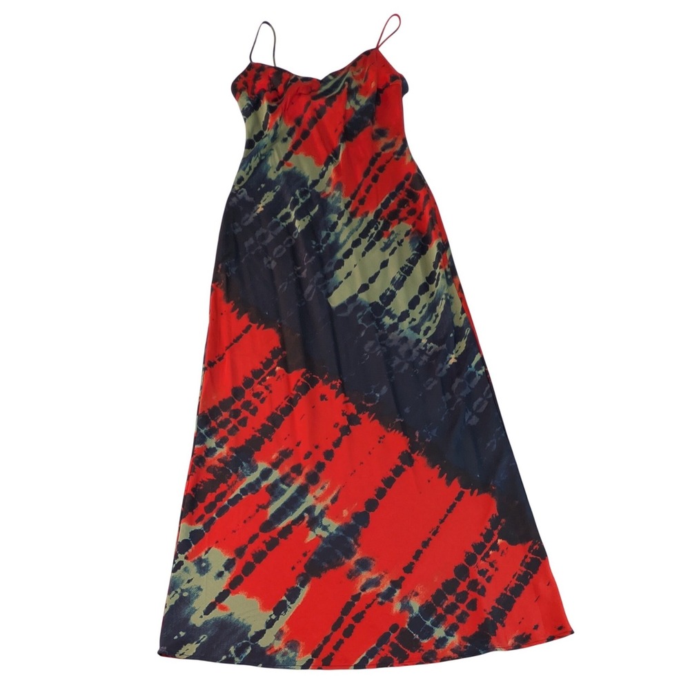 Lush Red Black Tie Dye Spaghetti Strap Maxi Dress LD42883-CI‎ Womens Small